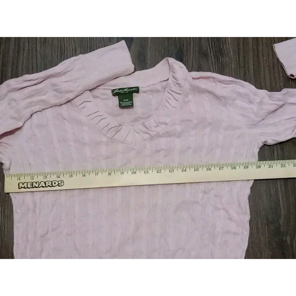 Eddie Bauer Sweater Womens Size XL Long Sleeve Pink Pullover Cable Knit